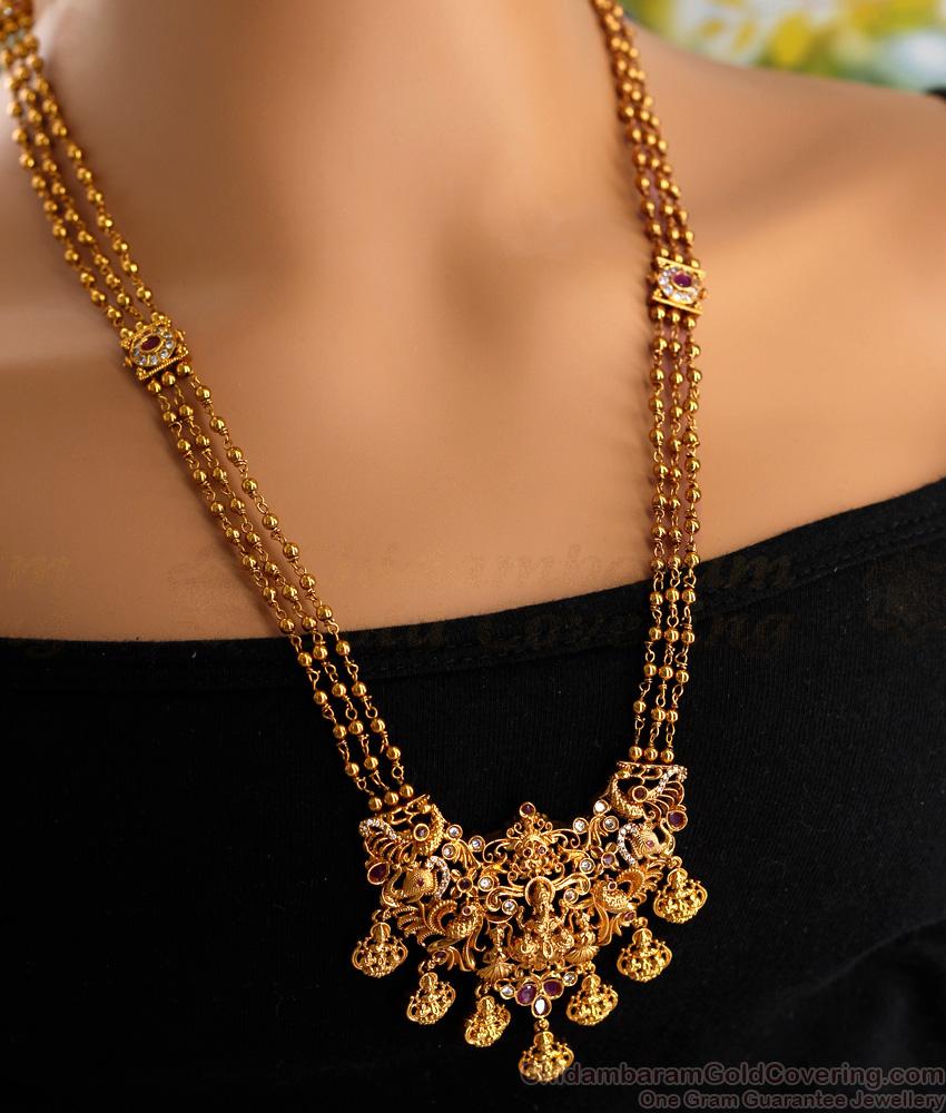 Vintage Look 3 Line Antique Haram Nagas Bridal Collection Temple Jewellery ANTQ1086