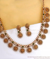 TNL1033 Designer Polki Stone Lakshmi Antique Necklace Temple Jewellry Set