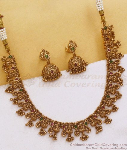 Buy Antique Gold Plated Kanya Navaratna Necklace Earring Set | Tarinika -  Tarinika India