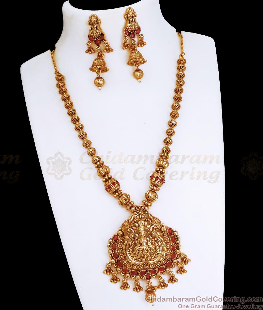 TNL1098 - New Antique Gold Long Necklace Set For Women Wedding Bridal