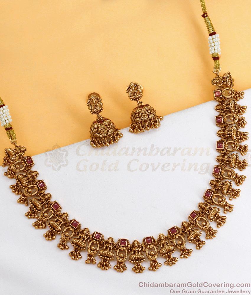 TNL1102 - Simple Design Nagas Antique Close Neck Necklace – Temple Jewellery for Weddings