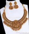 TNL1104 - Exquisite Nagas Gold Plated Lakshmi Necklace Temple Jewellery Bridal Set