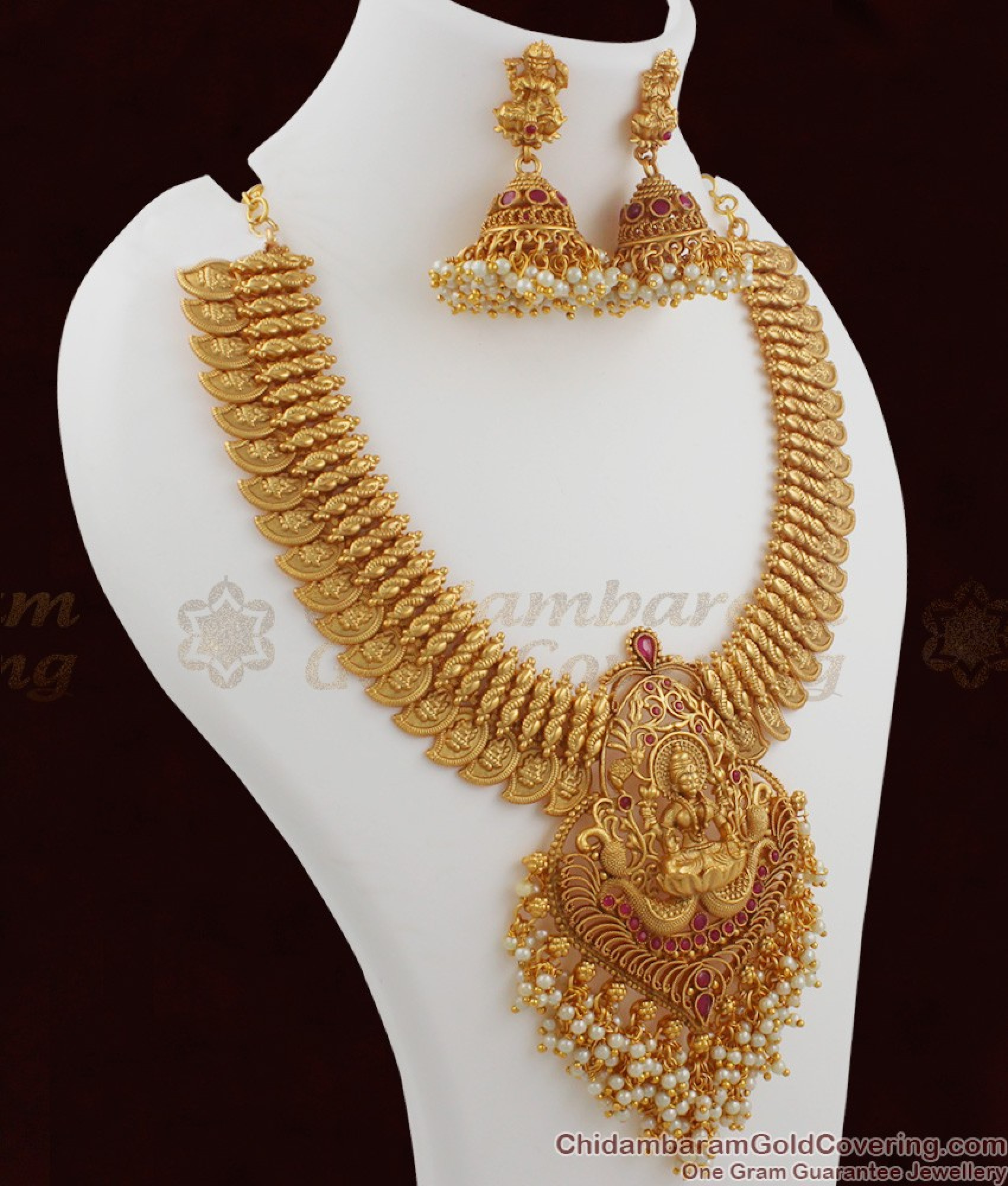 TNL1001 - Nagas Jewelry Temple Necklace Set Pearl Cluster Antique ...