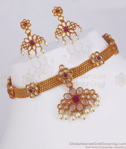 White Kundan Set Online In India | White Beads Choker Set – Rubans