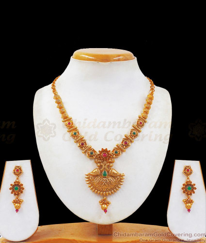 Antique Lakshmi Bridal Choker Necklace Earrings - South India Jewels