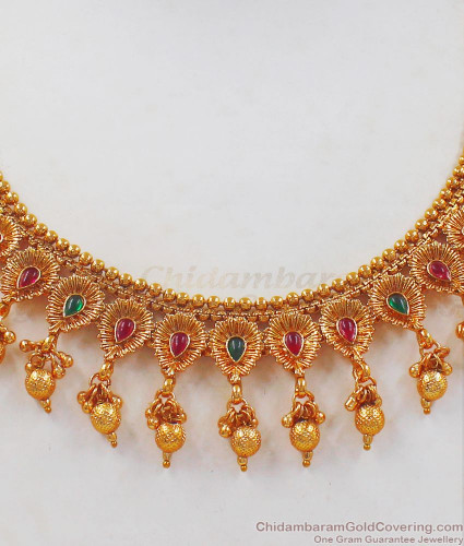 Shop Rubans 24K Gold Plated Ruby and AD studded Necklace set. Online at  Rubans