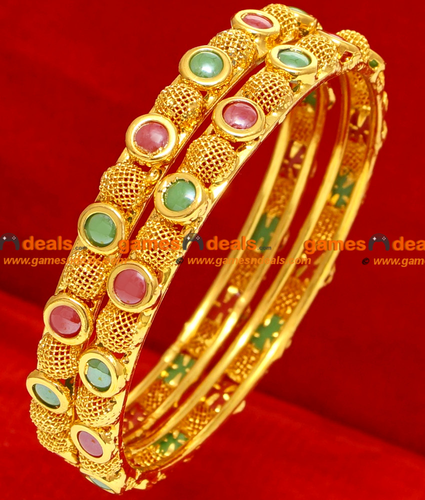 BG068-2.6 Size Gold Plated Bridal Antique Wear Net Design Guarantee Bangle