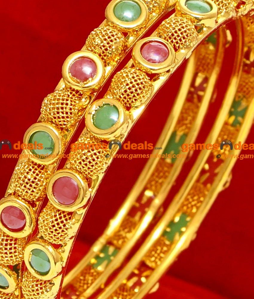 BG068-2.6 Size Gold Plated Bridal Antique Wear Net Design Guarantee Bangle