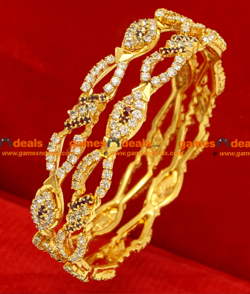 BG074-2.6 Size Gold Plated Bangle Party Wear Imitation Stone Bangles