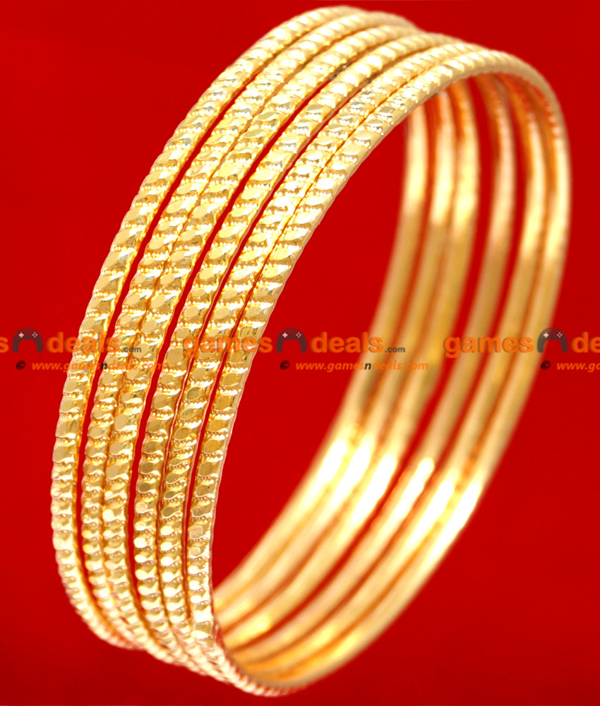 BR024-2.8 Size South Indian Gold Plated Bangle Thin Muthu Design