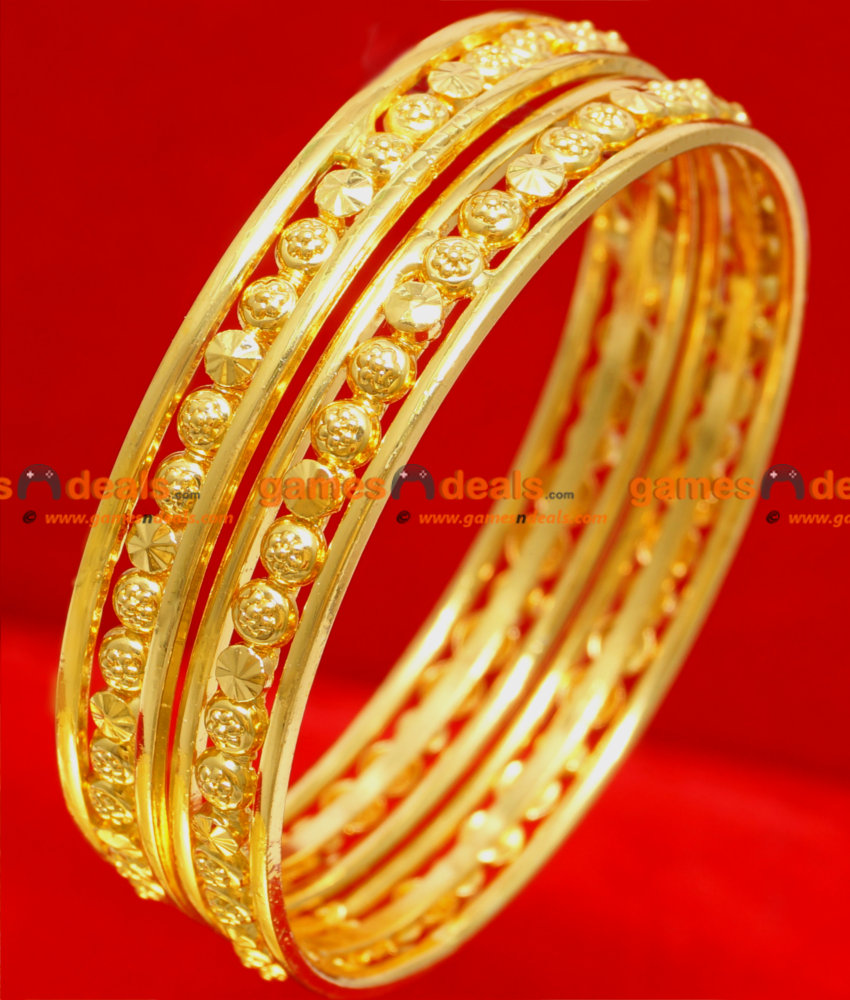 BR036-2.8 Size 24ct Gold Plated Bangle Thin Flower Muthu Ethinic Daily Wear Design Online