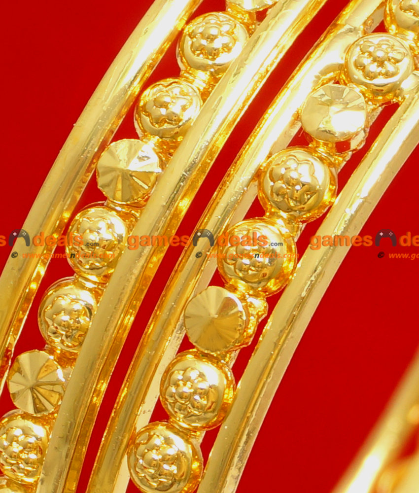 BR036-2.8 Size 24ct Gold Plated Bangle Thin Flower Muthu Ethinic Daily Wear Design Online