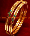 BS011-2.8 Size Gold Plated Jade Stone Thin Spring Design Bangles