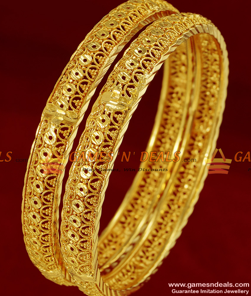 BR091-2.8 Size Kerala Design Gold Plated Imitation Jewelry Daily Wear Bangles 