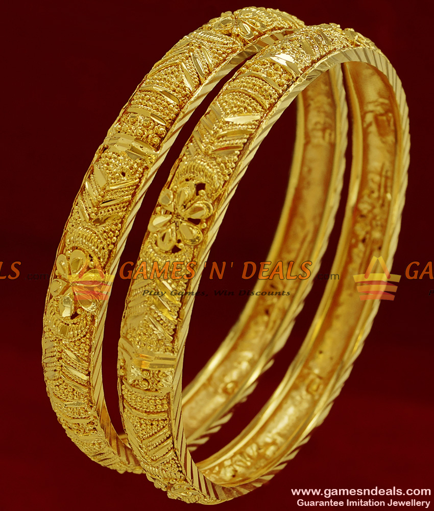 BR099-2.6 Size Traditional Kerala Daily Wear Flower Design Guarantee Bangles