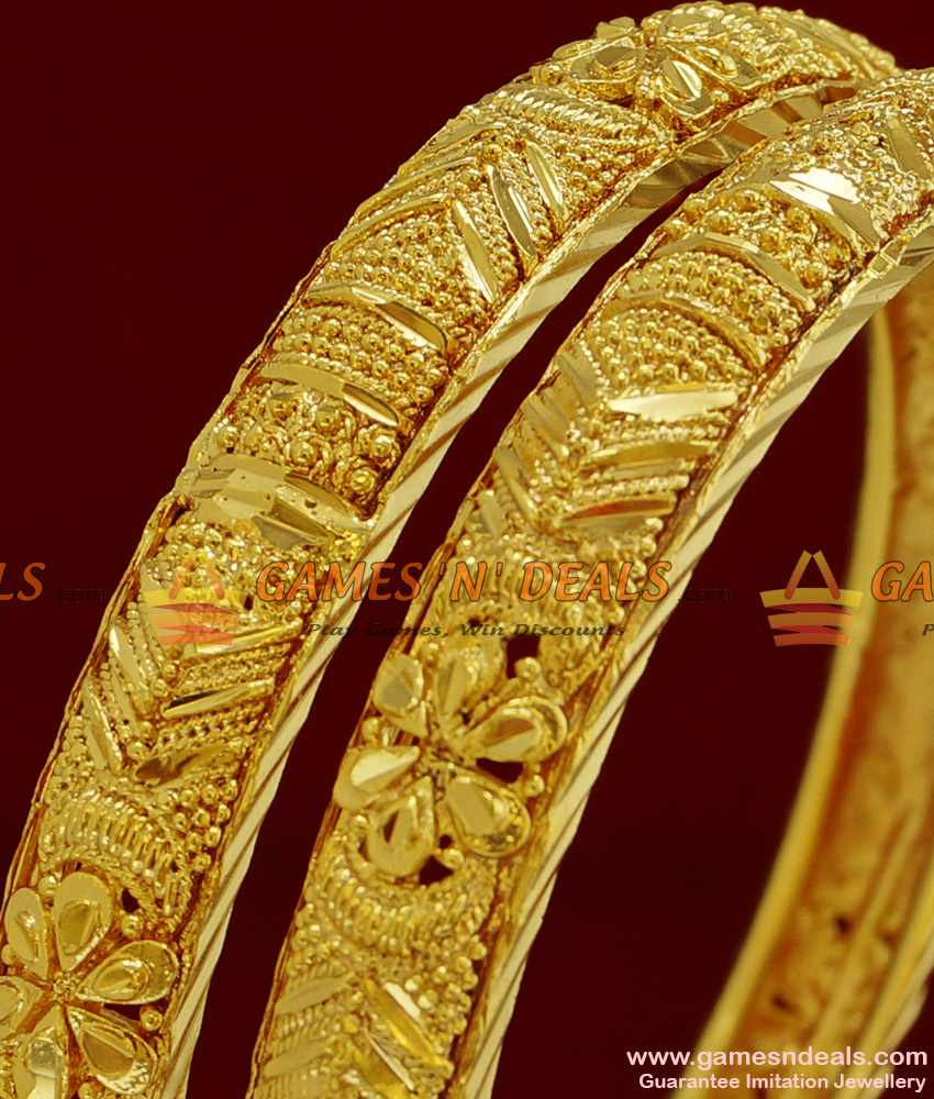 BR099-2.6 Size Traditional Kerala Daily Wear Flower Design Guarantee Bangles