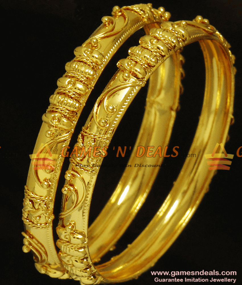 BR236-2.8 Size Traditional Gold Tone Two Pieces Imitation Plain Bangle