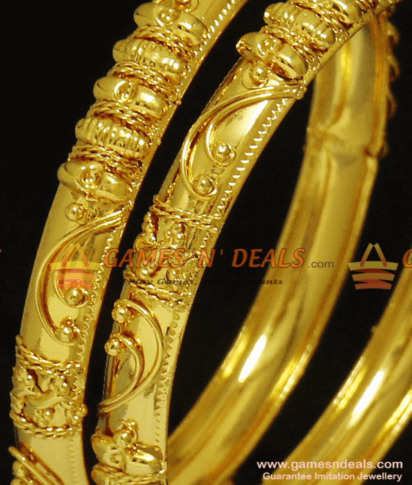 BR236-2.8 Size Traditional Gold Tone Two Pieces Imitation Plain Bangle