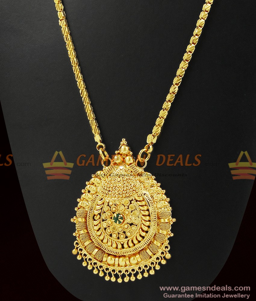 Temple Design Attractive Green AD Stone Dollar Chain | BGDR273