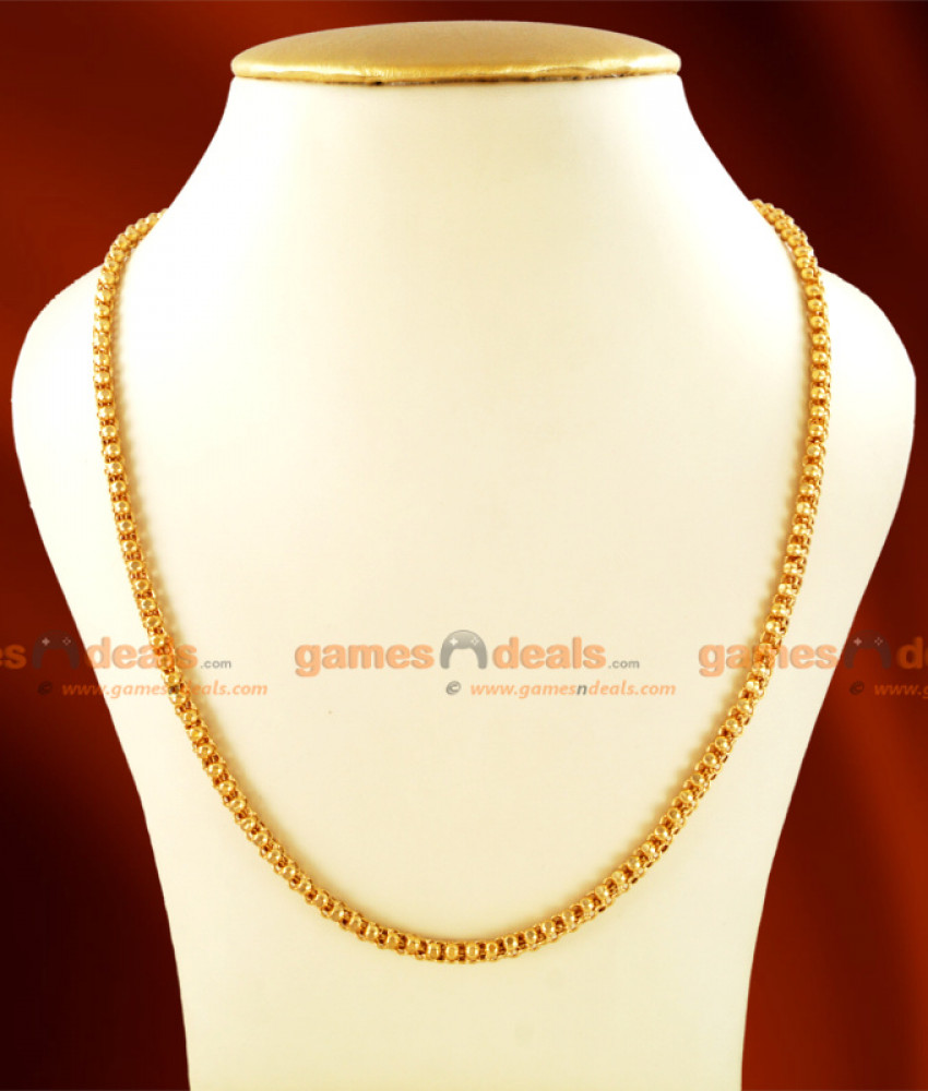 CKMN06 - Gold Plated Kerala Kumil Design Chain 24inches