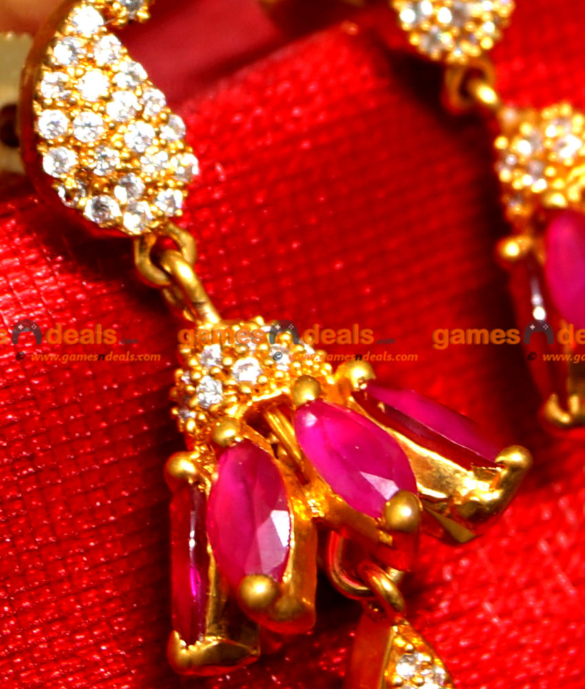 ER0078 - Gold Plated Semi Precious Ruby Jhumki Rice Stone Party Wear Design Online