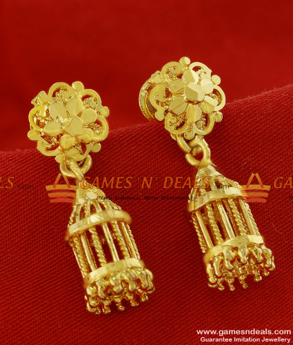 Golden Matt Bird  Cage Design Earrings  Gifts and Fashion