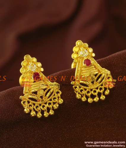 Imitation Jewelry Daily Wear Simple and Stylish White Golden Small Earring  Easy To Go With Indo Western Dresses FE95 – Buy Indian Fashion Jewellery