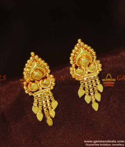 Buy New Model Gold Plated White Stone Hanging Earrings Online