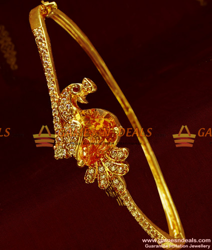 Stone mop long chain 1 gm gold plated peacock model stone 1 gm gold plated  muggapu chains
