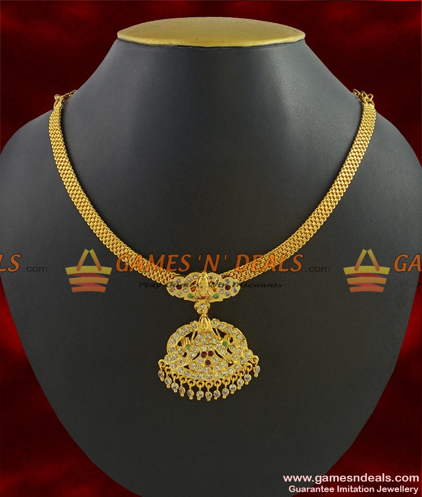 NCKN271 - Gold Plated Traditional Ayimpon Lakshmi Dollar Necklace Buy ...