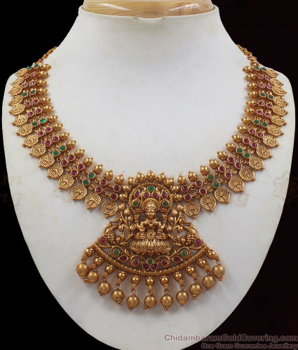 Antique Floral Emerald Necklace - Indian Jewellery Designs