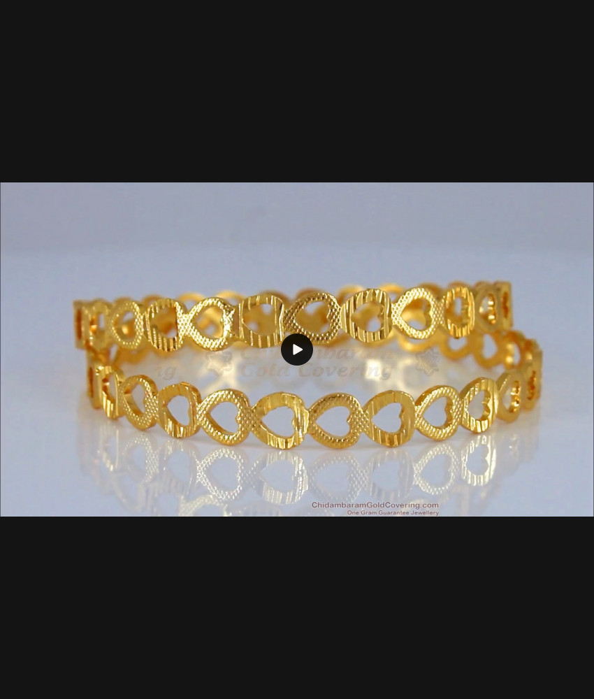 BR1714-2.8 Hearted Gold Designer Bangles Womens Fashions 