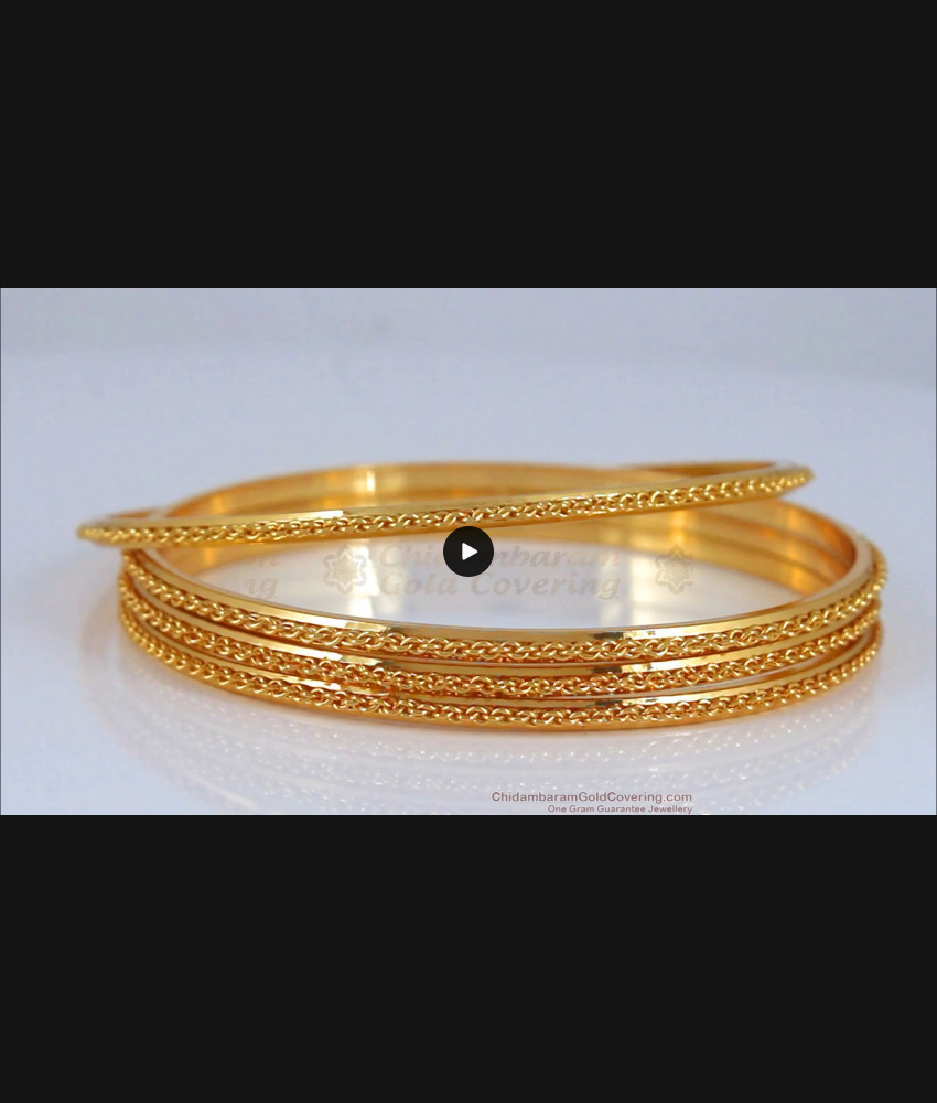 BR1890-2.10 Size Set Of Four Gold Imitation Bangle Spiral Design Womens Fashion