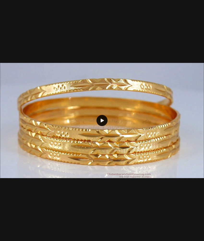 BR1891-2.10 Size Set Of Four Gold Plated Bangle Plain Design Shop Online 