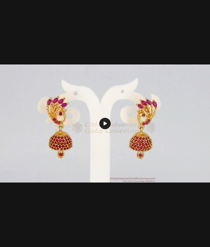 New Arrival Peacock Ruby Stone Gold Jhumka Type Earrings ER2206