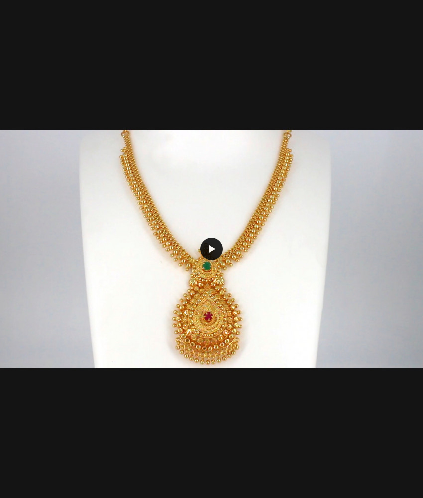  Fashionable Ruby Emerald Stone Design Gold Necklace NCKN1991