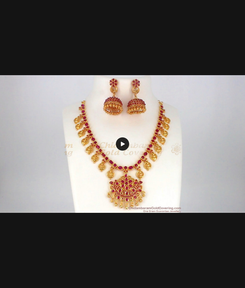 Gorgeous Kemp Stone Gold Necklace Set For Bridal Wear NCKN2013