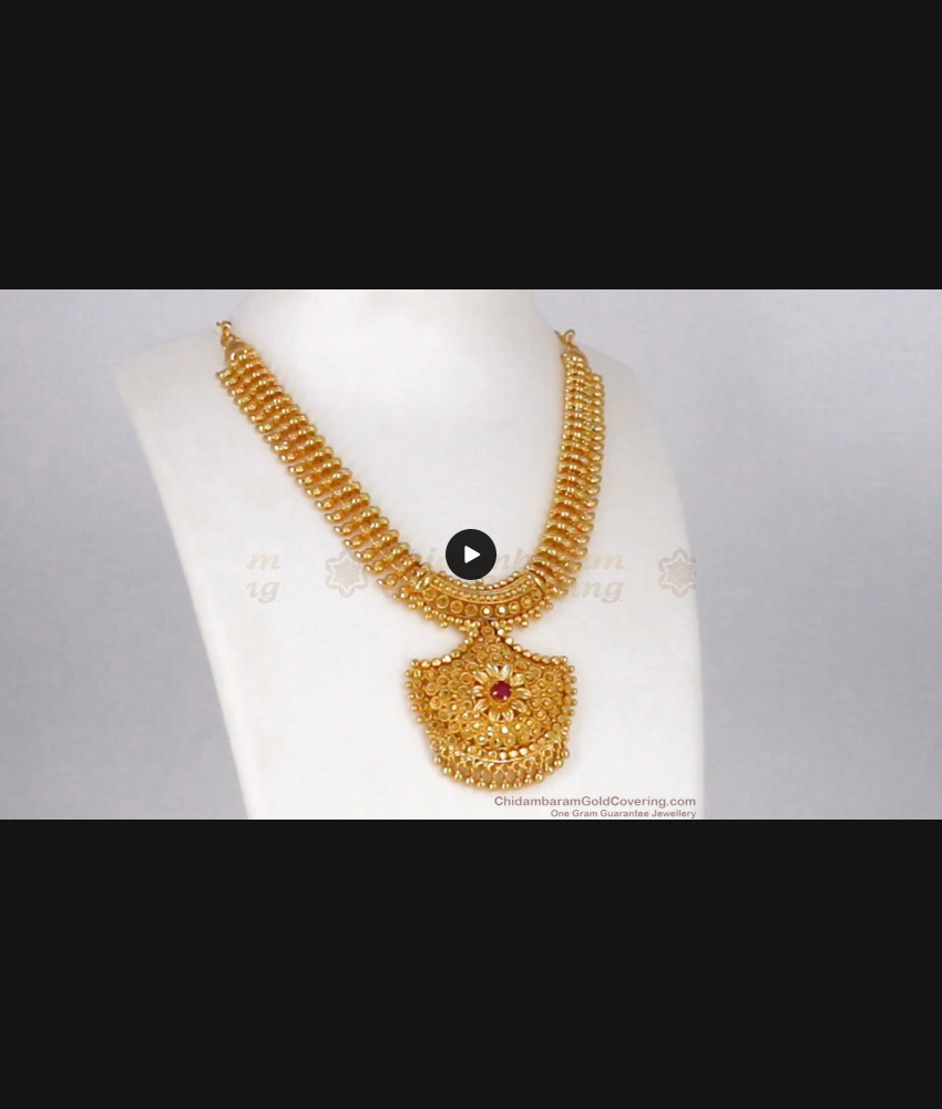 Beautiful Flower Design Ruby Stone Gold Necklace Collections NCKN2026