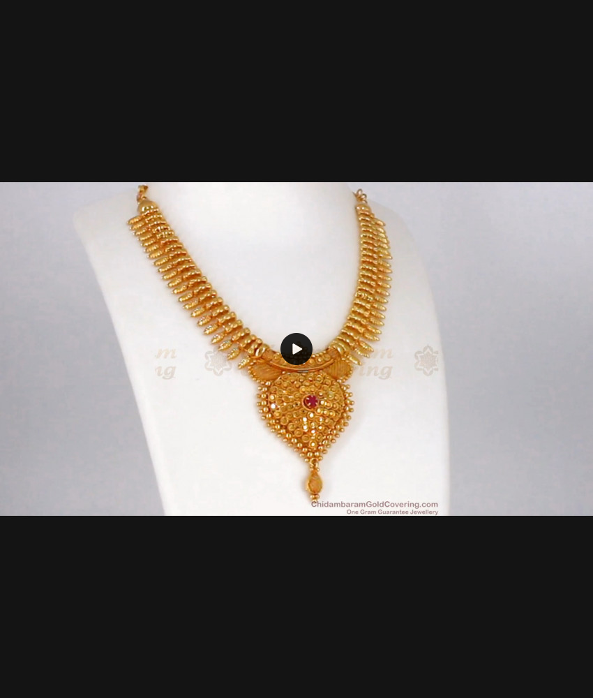 Stylish Ruby Stone One Gram Gold Necklace Collections NCKN2028