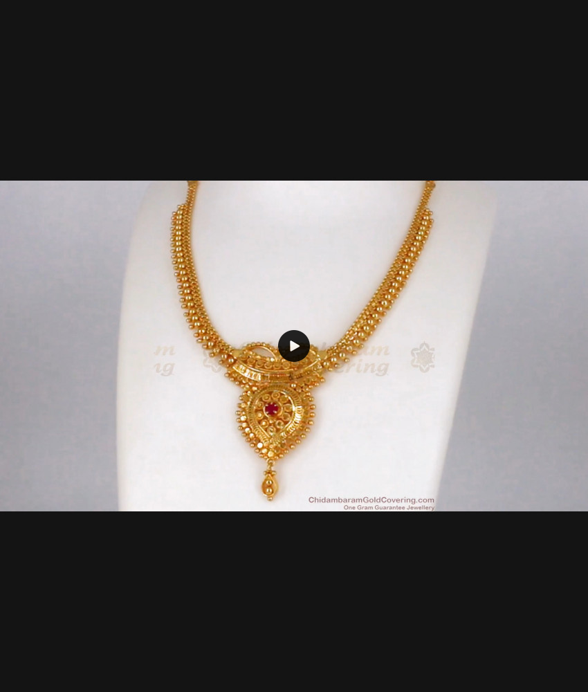 Wedding Collection Ruby Stone One Gram Gold Necklace NCKN2060