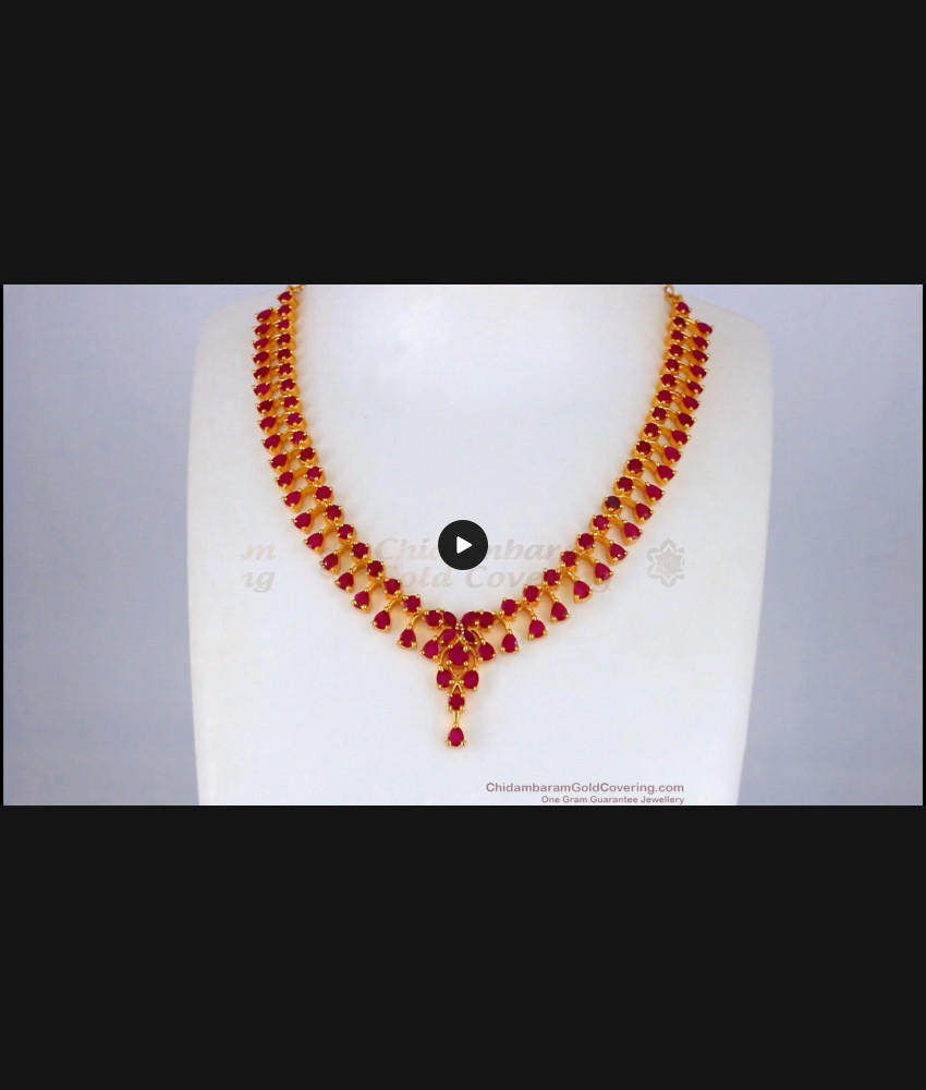 Party Wear Collections Full Ruby Stone Gold Necklace NCKN2099