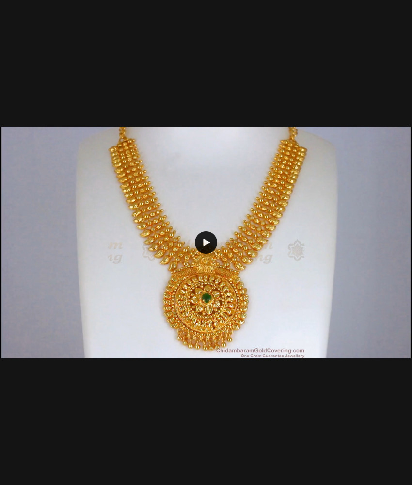 Grand Gold Necklace Big Dollar Emerald Stone NCKN2374