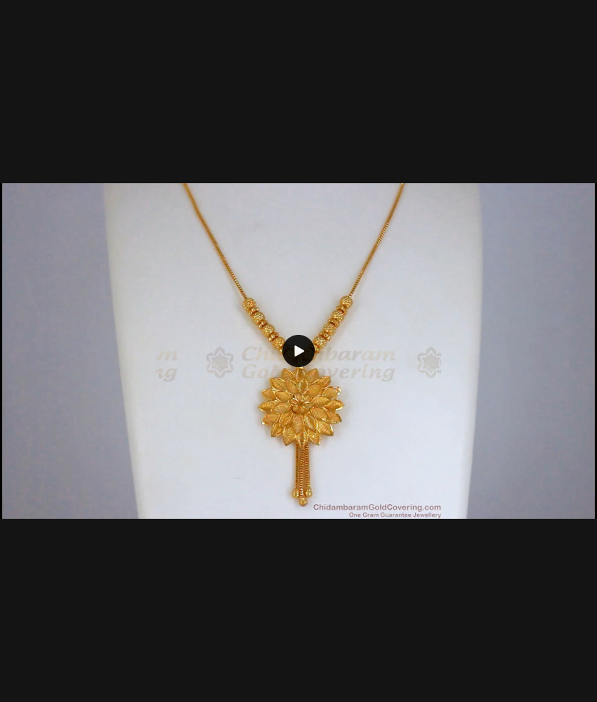 Simple Daily Wear Gold Plated Necklace Flower Design NCKN2471