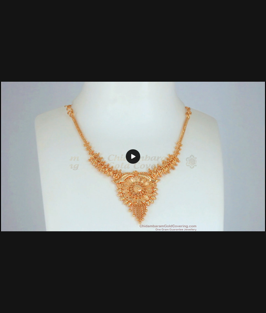 Plain 1 Gram Gold Necklace Design For Party Wear Indian Jewelry NCKN2562