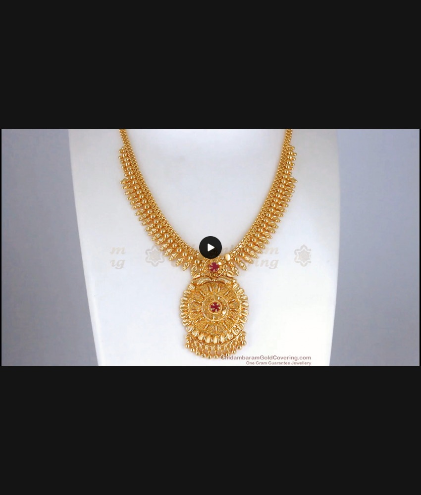 Pure 1 Gram Gold Plated Necklace Design Bridal Collection NCKN2641